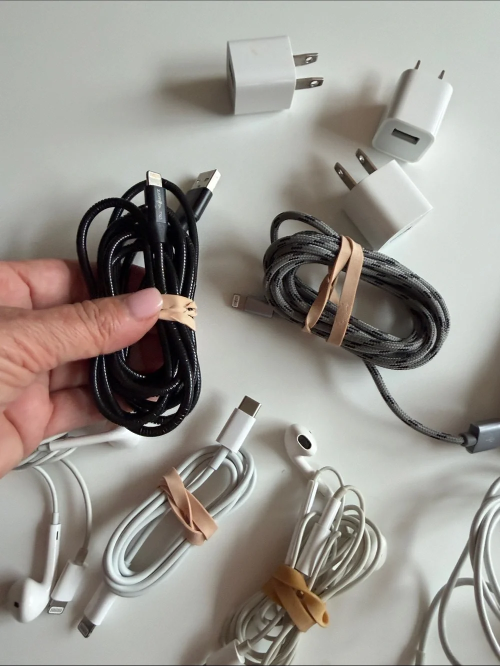 Mixed Charging & Audio Cables Bundle - Black, White, Gray